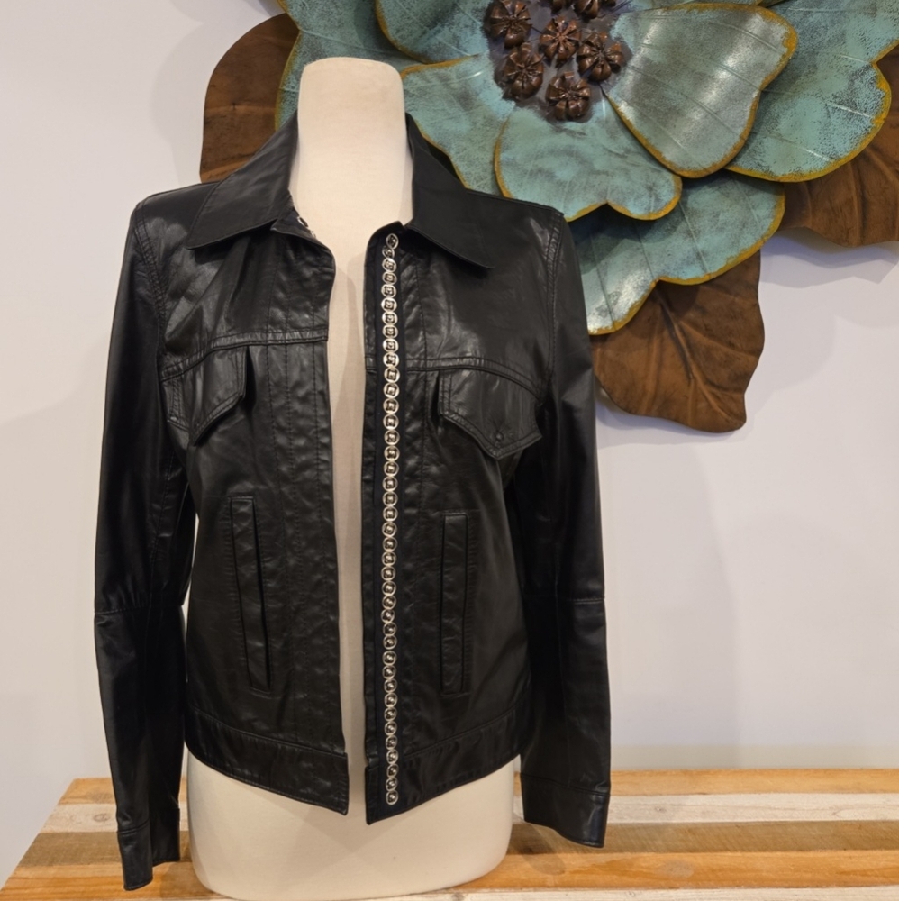ANN DEMEULEMEESTER Vtg 2000s Multi Snap Cropped Cow Leather Jacket